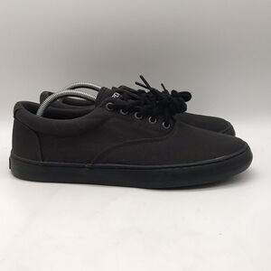 Sperry Top Sider Triple Black Skate Shoes Men's 10.5M Lace Up Low Top Sneakers